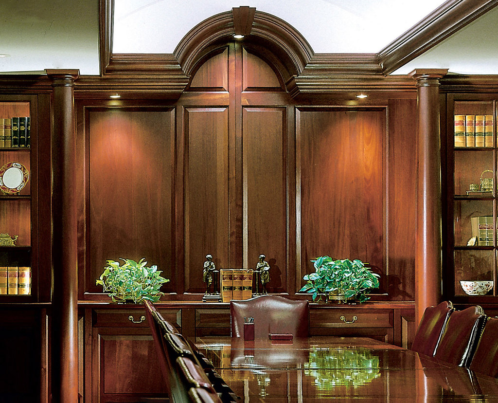 Stained Smooth Tuscan Columns in Conference Room