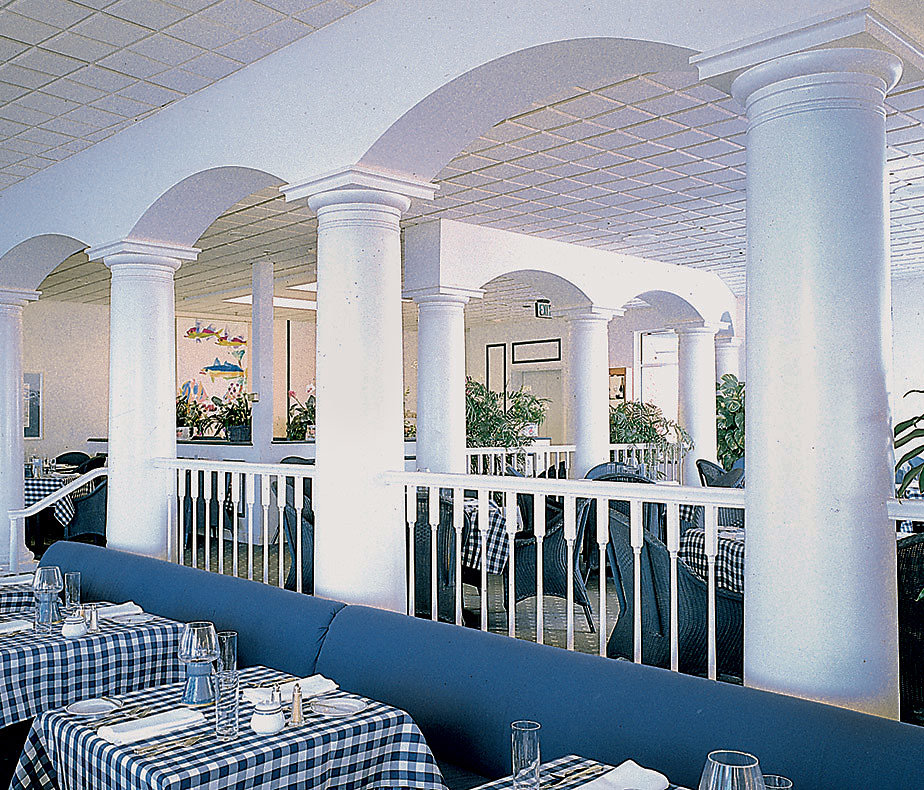 White Tuscan Columns in a Restaurant