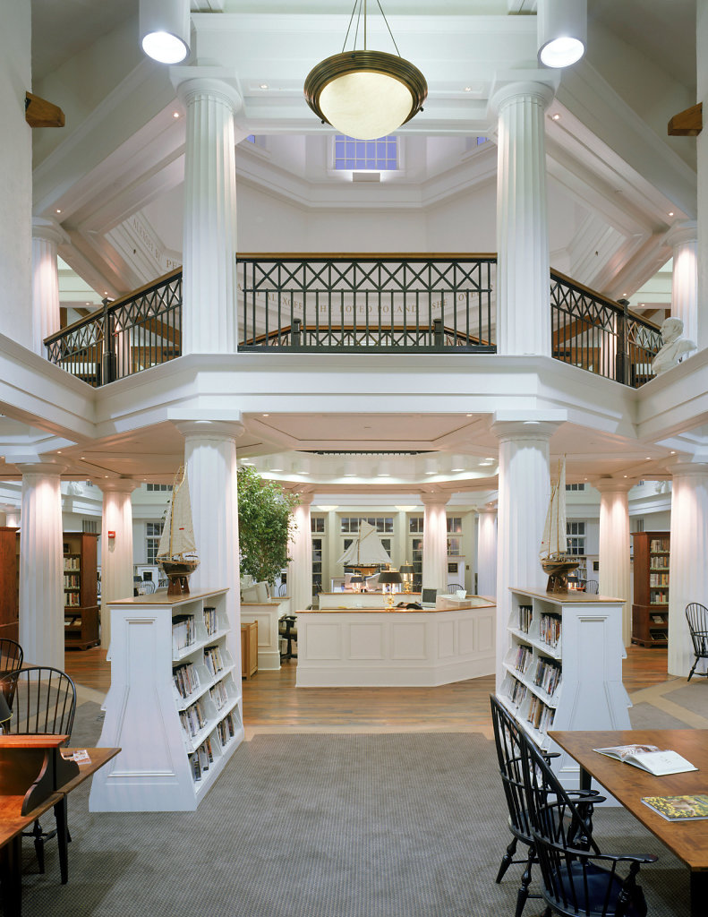 Large Fluted Doric Columns in a Library