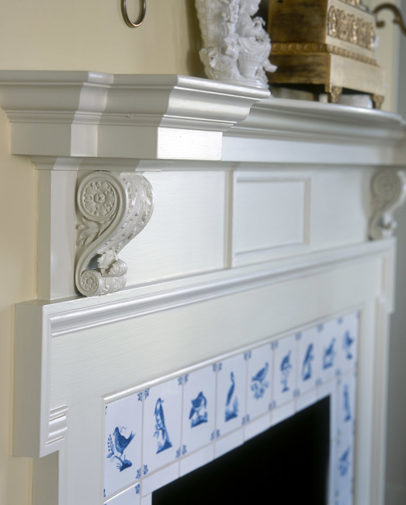 Acanthus Corbels on a Mantel in Chadsworth Cottage
